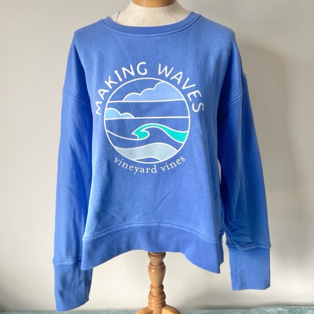 Vineyard Vines Women's Making Waves Sweatshirt Blue Periwinkle Size Medium